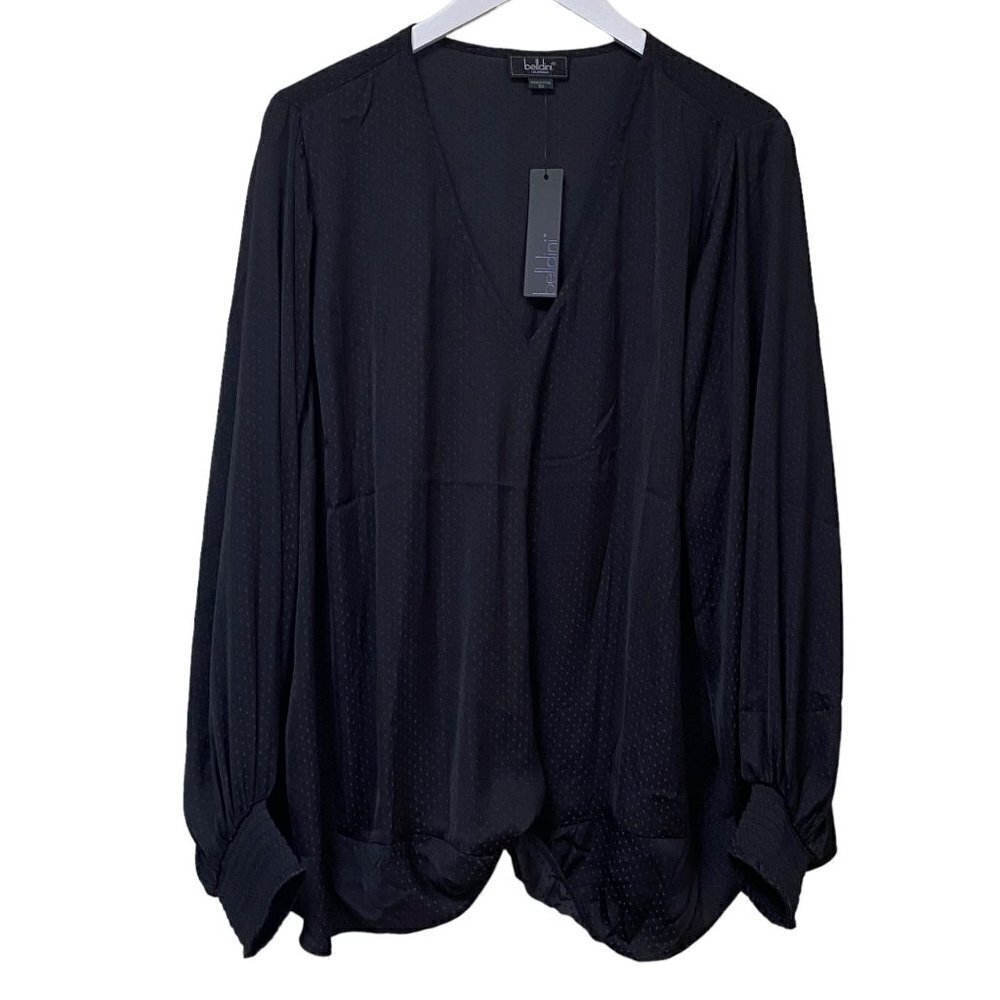 Beldini Womens Top Plus Size 3X Black Twist Front Blouse NWT